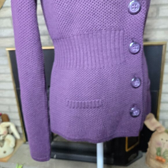 APT.9 Purple Sweater Button Down Size Medium from Kohl's 501 Plum Berry (NWT) - Picture 2 of 8